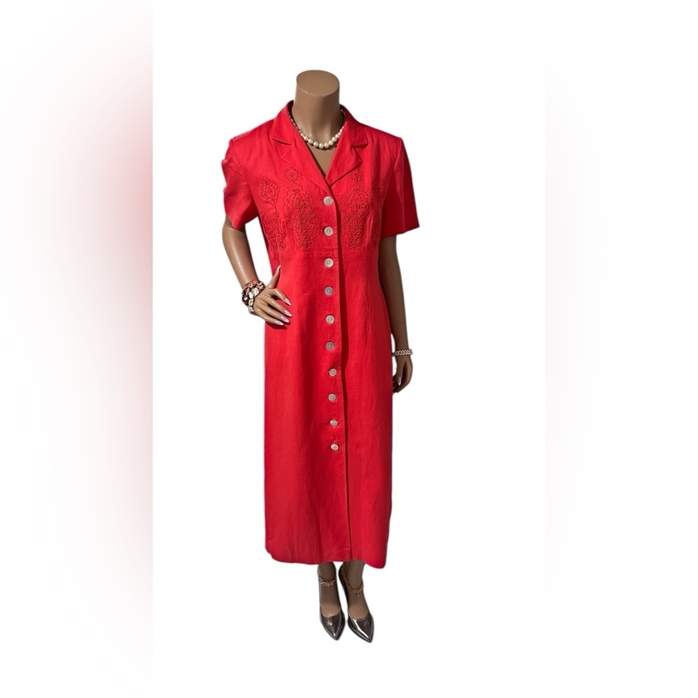 Elegant Red Button-Down Dress☑️ - Picture 12 of 13